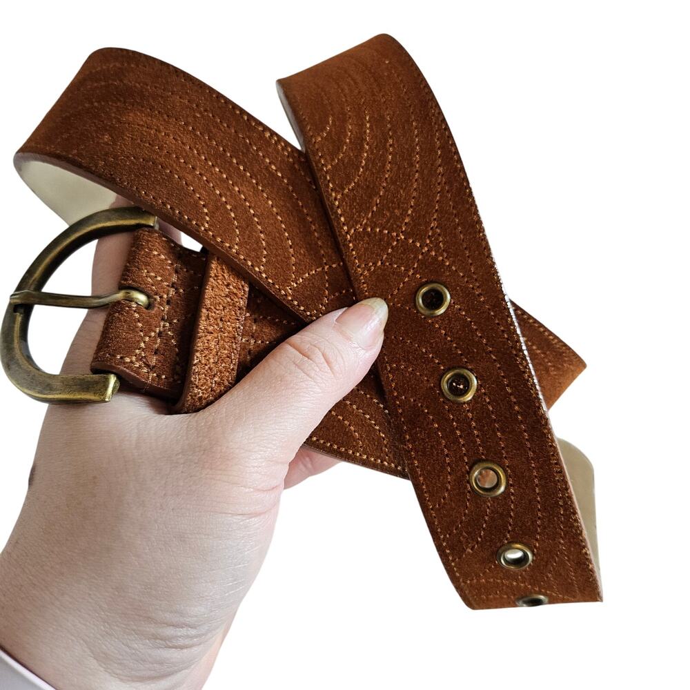 Brown Leather Belt with Embroidery Women's Size X-Large Coastal Cowgirl Casual